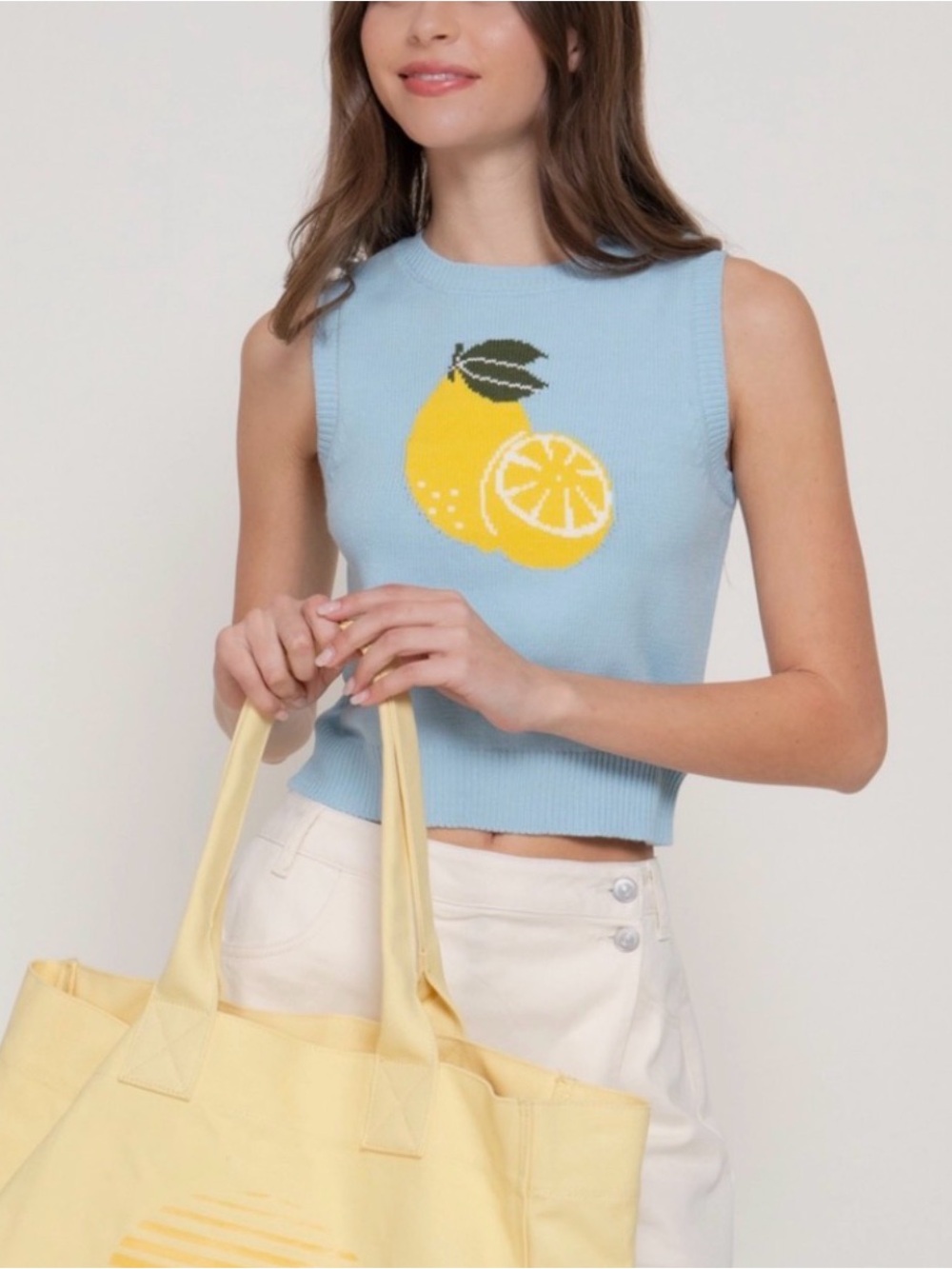 Jacquard Lemon Knit Top